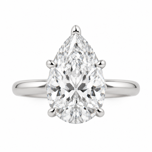 The Alouette — 2.10ct Pear-Cut Cathedral Solitaire natural diamond ring, straight top-front view